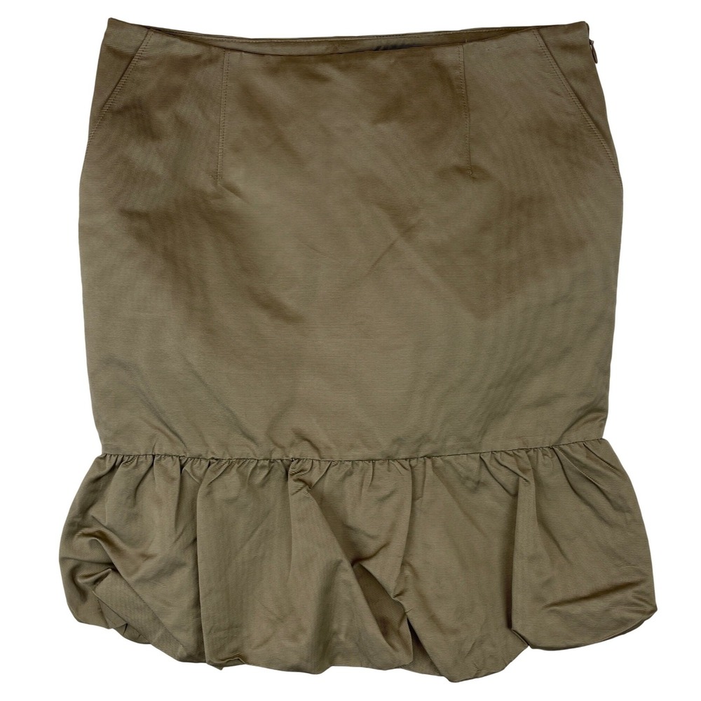 Club Monaco Tan Pleated Bubble Hem Midi Skirt Size 2